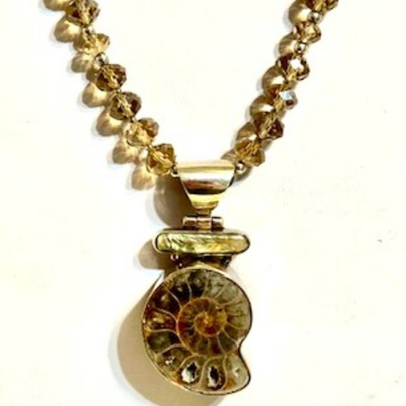 💖Nautilus Seashell Necklace Set. Set In Sterling Silver 16 Inches Long /NS161